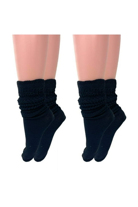2 Pairs Cotton Lightweight Slouch Socks for Women Shoe Size 5 to 10 - Black