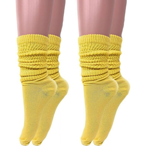2 Pairs Cotton Lightweight Slouch Socks for Women Shoe Size 5 to 10 - Limone