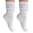 thumbnail image 1 of 2 Pairs Cotton Slouch Knee High Socks Shoe Size 5-10 (White), 1 of 3