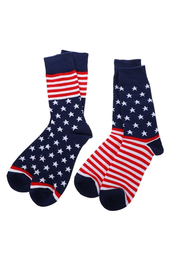 2 Pairs Cotton Socks American Flag Stripe Design Socks Fashion Socks for Men