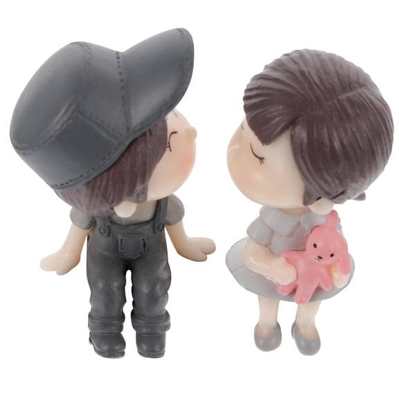 2 Pairs Couple Doll Figurines Lovers Ornaments Couple Statues Desktop Adornments