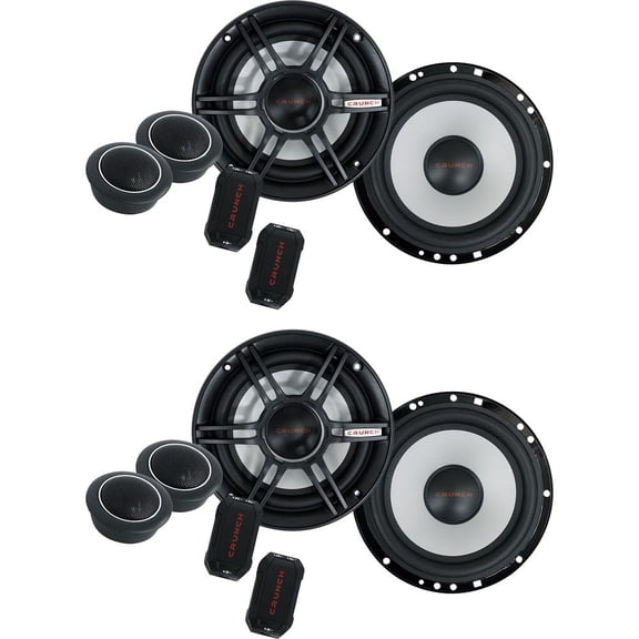 (2) Pairs Crunch 300 Watt CS65C 6.5" Car Audio Component Speakers 6 1/2" Inch