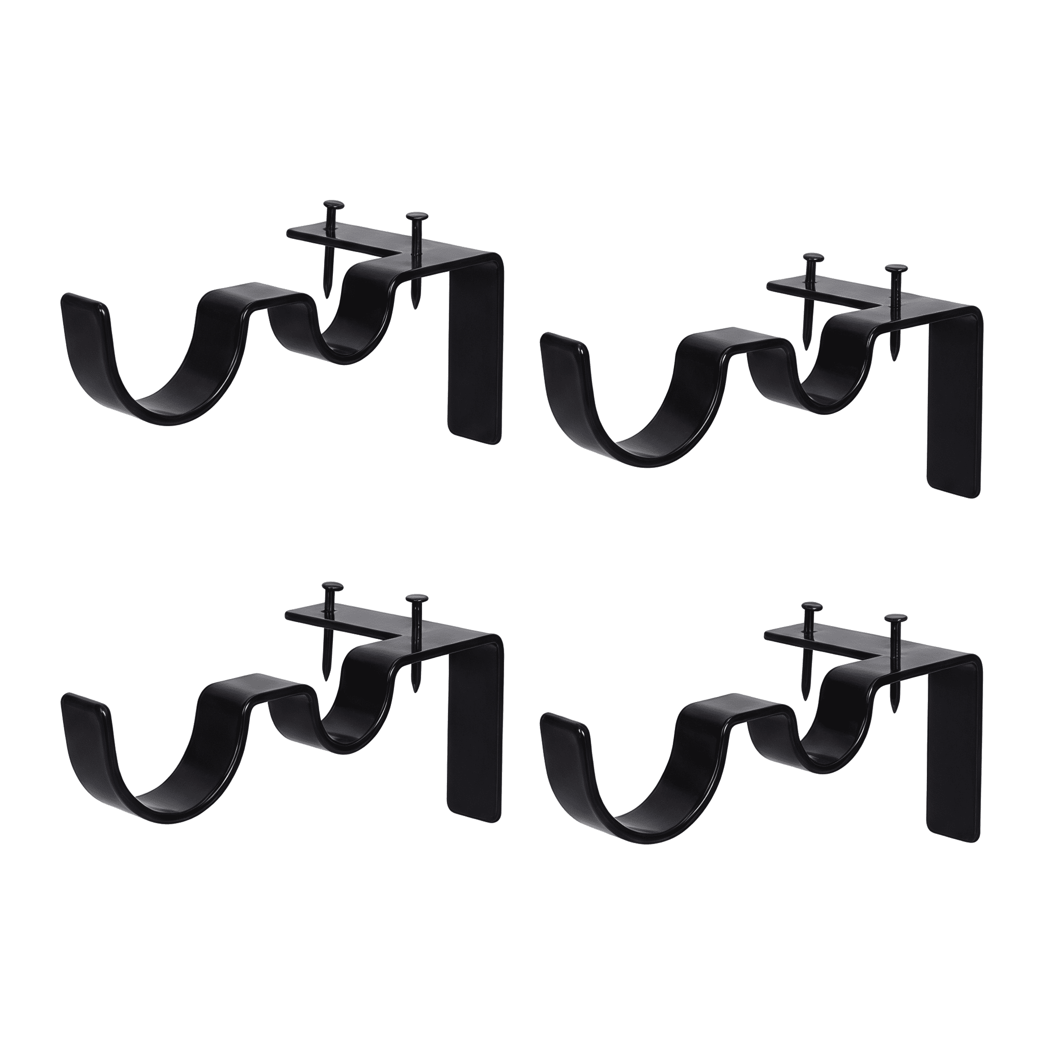 2 Pairs Curtain Rod Brackets Set Double Curtain Rod Holders Easy No