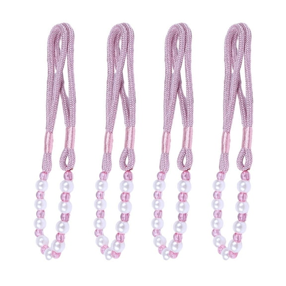 2 Pairs Curtain Ropes Tiebacks - Pearl Chain Curtain Ties With Curtain Holdbacks For Home And Office Window Drapery - Pink