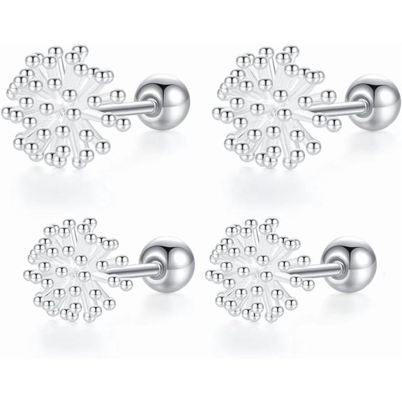 2 Pairs Dandelion Flower Stud Earrings for Women Small Floral Studs Screw Back Earring Cartilage Tragus Piercing Ear Cute Jewelrys