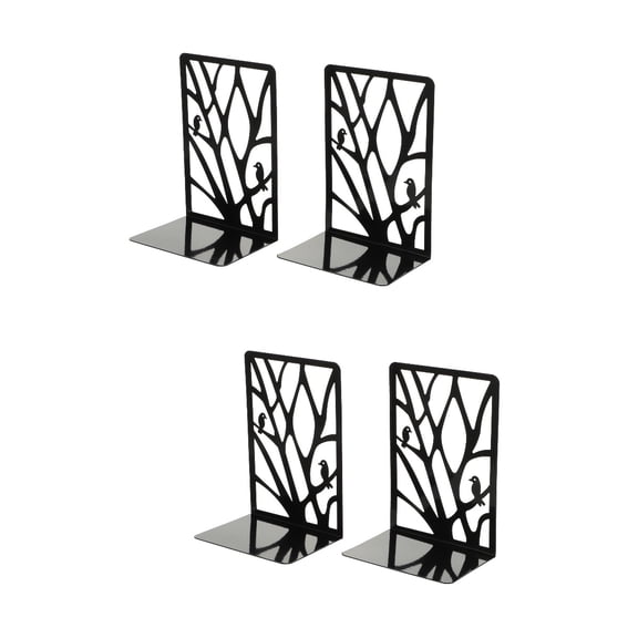 2-Pack Black Metal Bookends for Desktop, Small Bookshelf Dividers for Office, Kids’ Study Area, and Home Organization