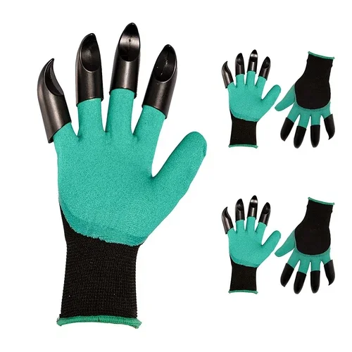 2 Pairs Digging/Planting Gardening Work Gloves With Claws One Size Fit All