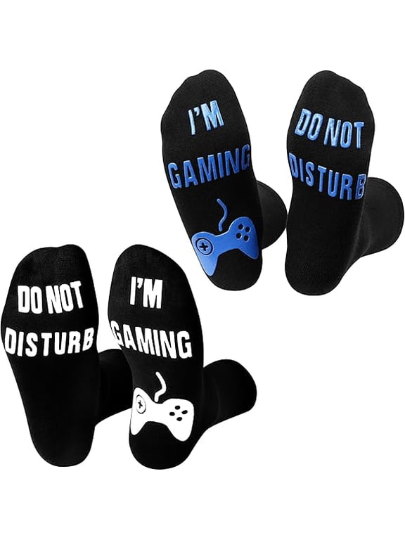 2 Pairs Do Not Disturb I'm Gaming Socks, Gaming Sock Funny Novelty Gifts for Teen Boys Mens Gamer Kids Sons Husbands Dad Father