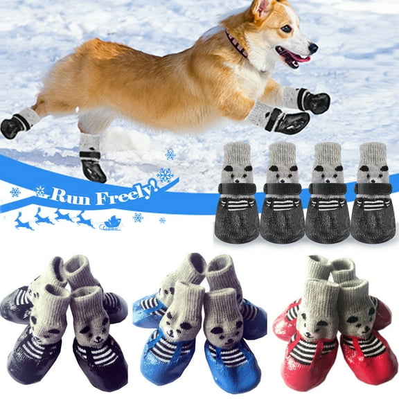 2 Pairs Dog Cat Boots Shoes Socks, Waterproof Dog Shoes, Rain Snow Dog Booties, Anti-Slip Dog Sock Shoes with Adjustable Drawstring for Small Puppy
