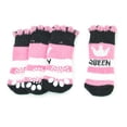 thumbnail image 1 of 2 Pairs Dog Pet Stretch Acrylic Ribbed Knitted Pink Black Nonslip Socks M, 1 of 1