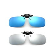 2 Pairs Driving Glasses Polarized Clip On Sunglasses Rimless Flip Up Anti Glare With box