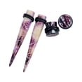 thumbnail image 1 of 2 Pairs Ear Gauge Tapers Plugs O-rings Acrylic Purple Mauve Marble Design, 1 of 6
