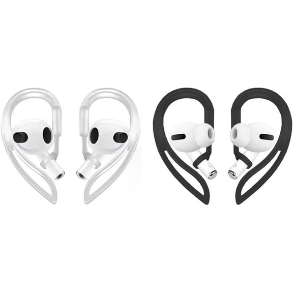 2 Pairs Ear Hooks Compatible with AirPods 3rd Generation [Multi-Dimensional Adjustable] Accessories Compatible with AirPods Pro AirPods 3 2 1 Gen(Transparent+Black)