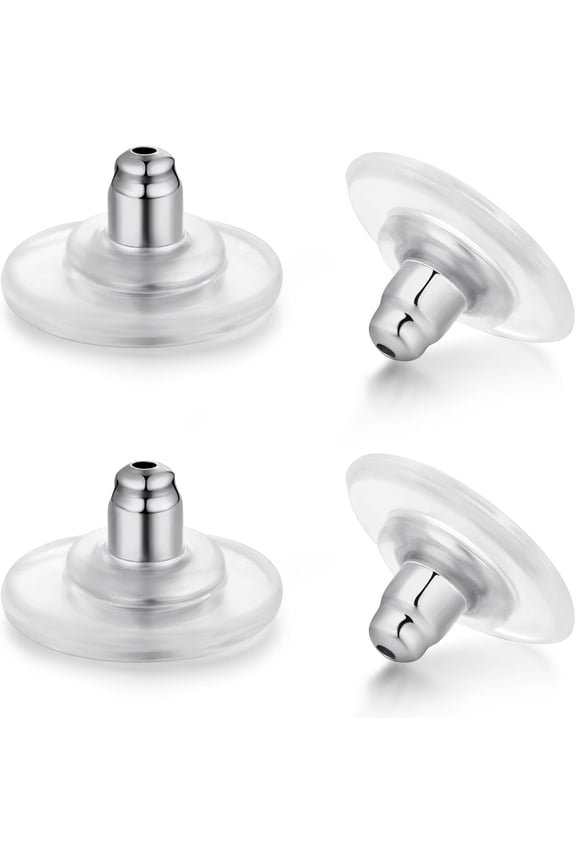 2 Pairs Earring Backs,925 Sterling Silver Earring Backs Replacements for Diamond Studs,14K White Gold Plated Hypoallergenic Secure Earring Backs (White)