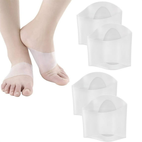 2 Pairs Elastic Arch Support Sleeves,Soft Gel Arch Support Socks,Large Orthopedic Foot Pad,Reusable Silicone Insole for Flatfoot Pain Relief,Plantar Fasciitis,Men and Women Use By Scheam