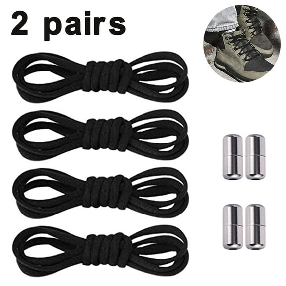 2 Pairs Elastic No Tie Shoe Laces For Adults,Kids,Elderly,System With Elastic Shoe Laces - black+silver