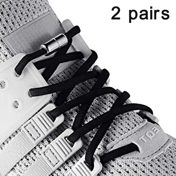 2 Pairs Elastic No Tie Shoe Laces For Adults,Kids,Elderly,System With Elastic Shoe Laces
