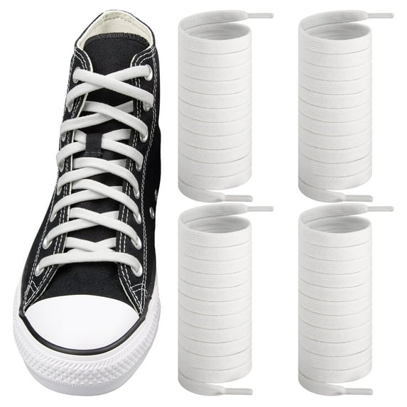 2 Pairs Elastic Shoe Laces for Converse High Top and Low Top Flat Stretchy Bungee Replacement Shoelaces(Color:White,Size:32Inch)