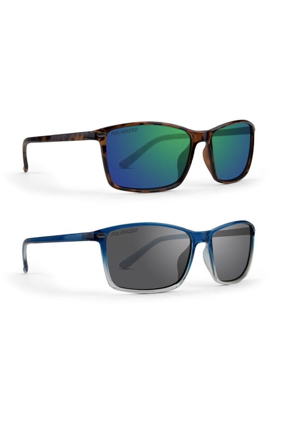 Murphy Polarized Sunglasses 2 Pair Tortoise Frame w/Green Mirror Lens & Blue-Fade Frame w/Smoke Lens