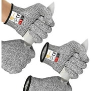 2 Pairs Evridwear Cut Resistant Gloves with Silicone Grip Dots  Gray+Gray,S