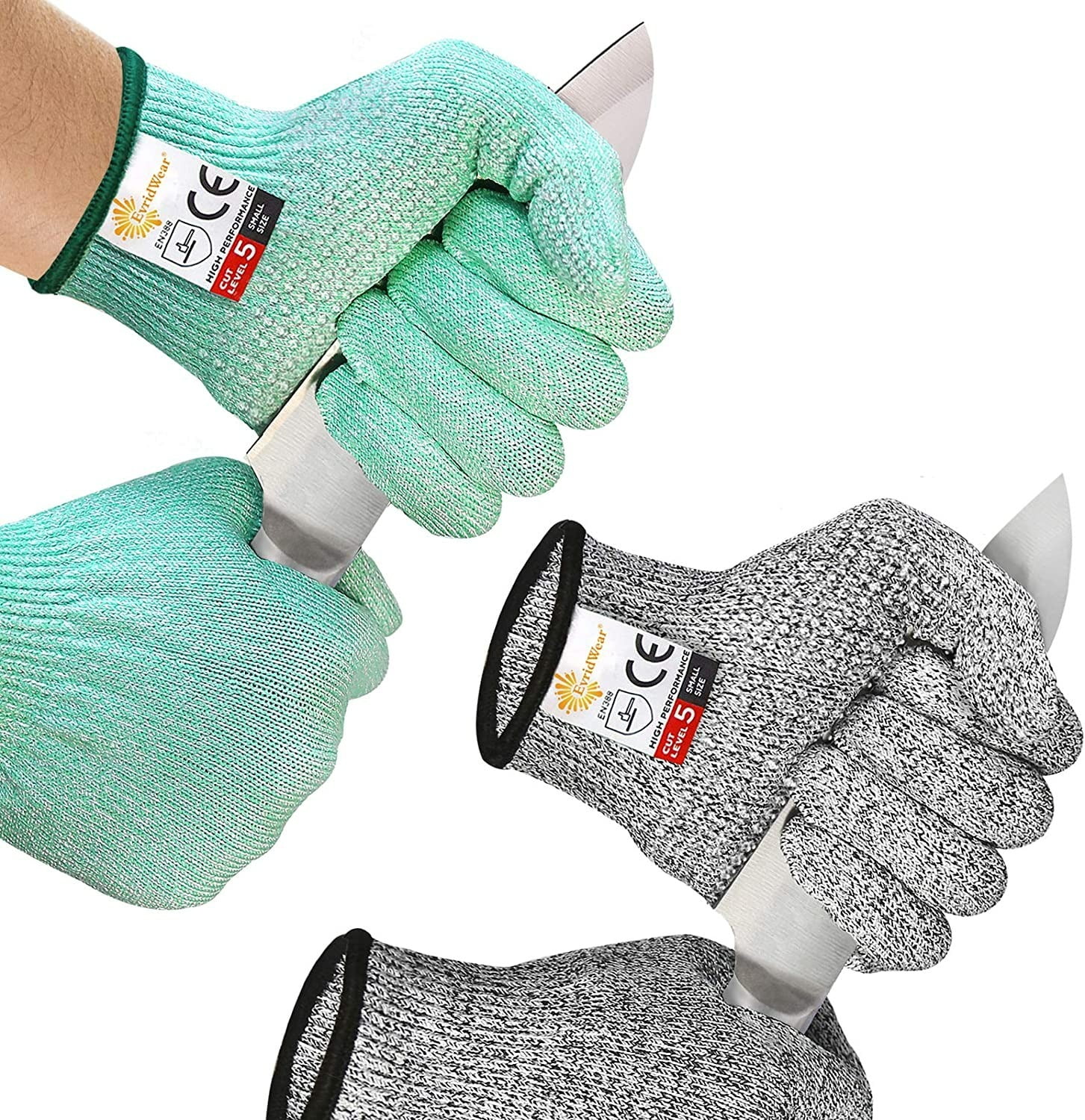 Evridwear Children Kids Cut Resistant Gloves, Food Grade, Level 6  Protection, HPPE (L (12-15YRS), Gray) 