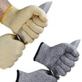 thumbnail image 1 of 2 Pairs Evridwear Cut Resistant Gloves with Silicone Grip Dots ( Yellow+Gray,L), 1 of 7