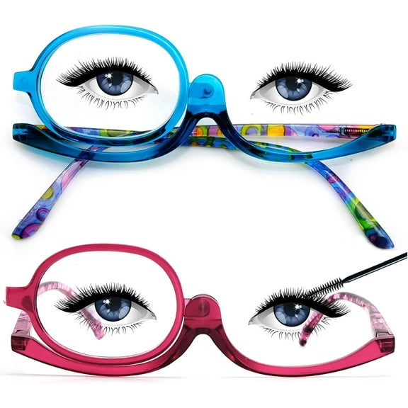 2 Pairs Eye Make Up Reading Glasses Womens Magnifying Cosmetic Readers Rotating Makeup Glasses for Women