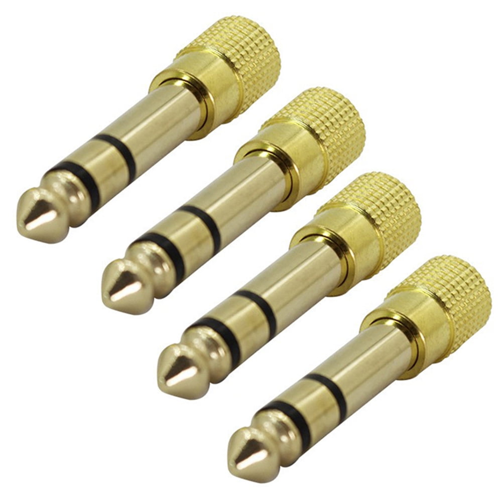 2 Pairs F35 Gold 3.5mm to 6.5mm Plug Adapter Headphone Converter Male Female Speaker Metal