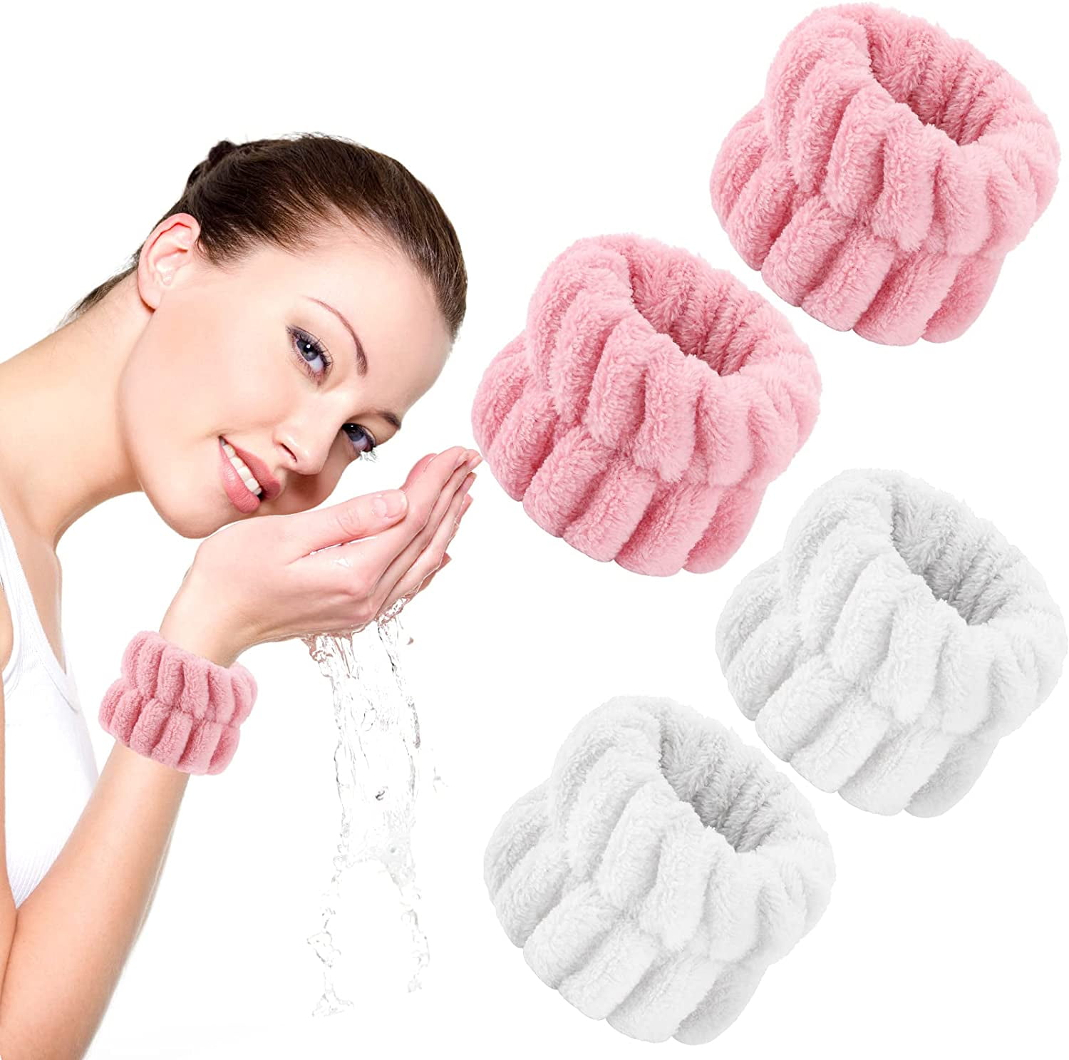 2 Pairs Face Wash Wristbands Wrist Spa Washband Microfiber Wrist Wash Towel Band for Washing