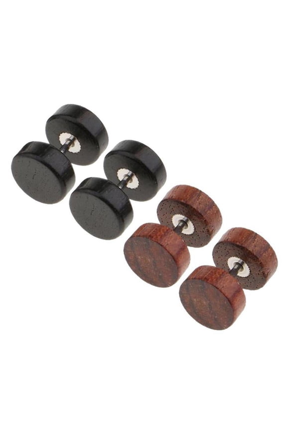 2 Pairs Fake Ear Plug Gauge Stud Earrings Stainless Steel Screw Piercing 16g - Color2(1.2x6x6mm)