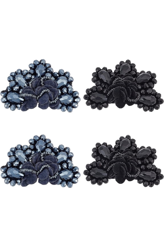 2 Pairs Fashion Beaded Shoe Charms No Clip Glass Rhinestone Shoe Decorations