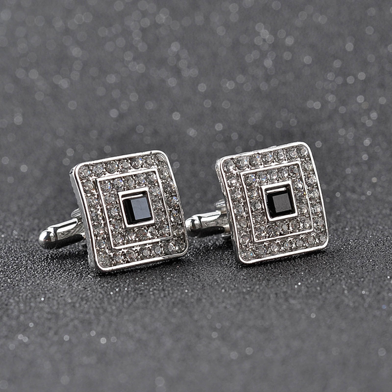 2 Pairs Fashionable Enamel New French Diamond Encrusted For Men's