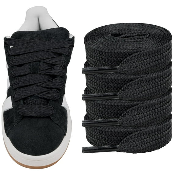 2 Pairs Fat Shoelaces for Adidas Campus 00s,16MM Thick Flat Wide Jumbo Shoe Laces Replacement Laces for Sneaker(Color:Black,Size:50Inch)
