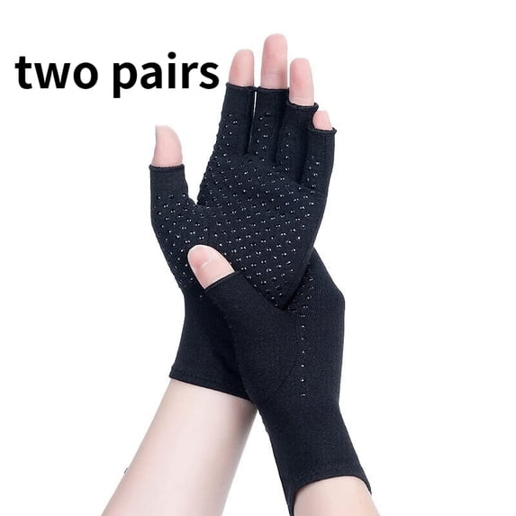 2 Pairs Fingerless Compression Gloves, Breathable Anti-Slip Support Gloves for Men Women, Typing Daily Wear