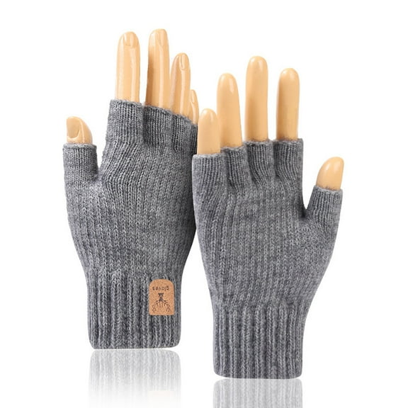 2 Pairs Fingerless Gloves Half Finger Winter Warm Knitted Gloves Working Running Biking Driving for Men and Women