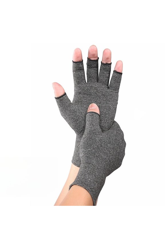 2 Pairs Fingerless Infused Compression Hand Support Gloves for Men & Women, Light Compression Gloves for Daily Typing, Driving & Workout Wear