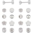 thumbnail image 1 of 2 Pairs Flat Earring Backs Stainless Steel Earring Backs Replacements Locking Pin Back Metal Screw Earrings Back Round Flower Column Stud Earrings Findings for Women Men Silver, 1 of 9