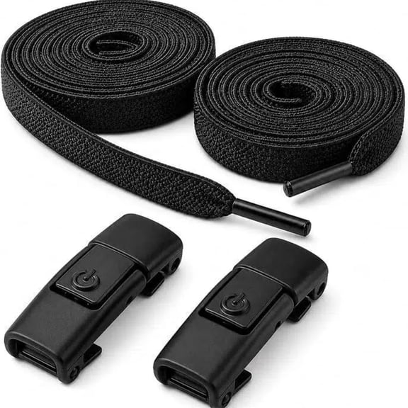 2pcs Flat Elastic No Tie Shoe Laces for Sneakers, Stretch Tieless Shoelaces for Adults Flat Shoes Strings 100CM Length Shoes Strings Black