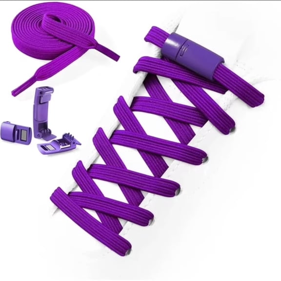 2pcs Flat Elastic No Tie Shoe Laces for Sneakers, Stretch Tieless Shoelaces for Adults Flat Shoes Strings 103CM Length Shoes Strings Purple