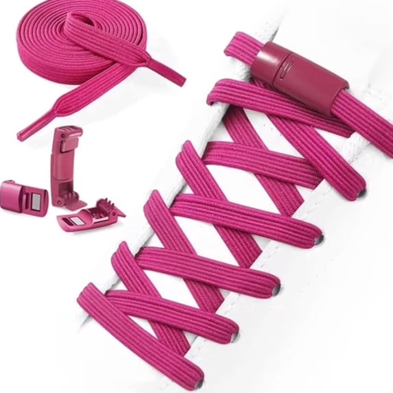 2pcs Flat Elastic No Tie Shoe Laces for Sneakers, Stretch Tieless Shoelaces for Adults Flat Shoes Strings 103CM Length Shoes Strings Rose