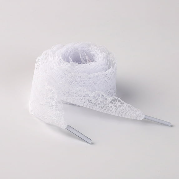 2 Pairs Flat Lace Shoelaces for Women: 2.5 CM Wide Lacy Fancy Shoe Laces - 47Inch / 120cm