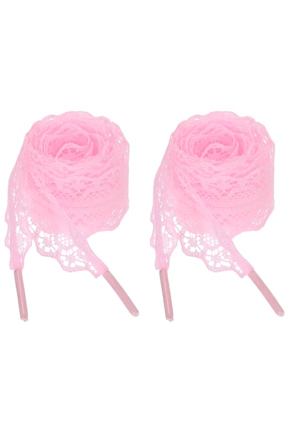 2 Pairs Flat Laces Shoelaces, 2.2CM Wide 120CM Length Lacy Shoe Laces, Pink
