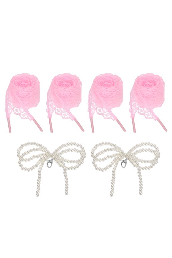 2 Pairs Flat Laces Shoelaces, 2.6CM Wide 120CM Length Lacy Shoe Laces, Pink