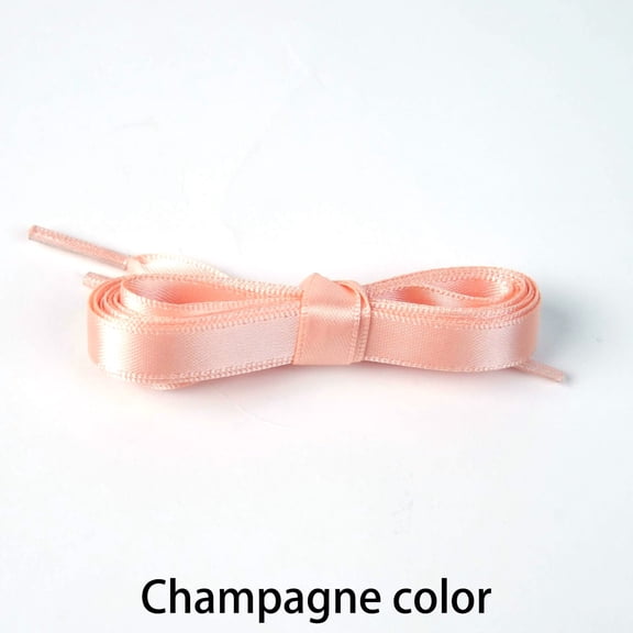 2 Pairs Flat Satin Ribbon Shoelaces: 1cm Wide Silk Shoe Laces for Women - 47 inch / 120 cm