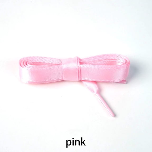 2 Pairs Flat Satin Ribbon Shoelaces: 1cm Wide Silk Shoe Laces for Women - 47 inch / 120 cm