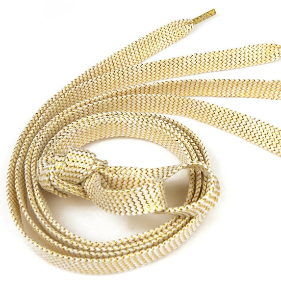 2 Pairs Flat Shoe Laces for Sneakers 2/5" Premium Colorful Gold Silver Shoelaces for Athletic Shoes - 47 inch / 120CM