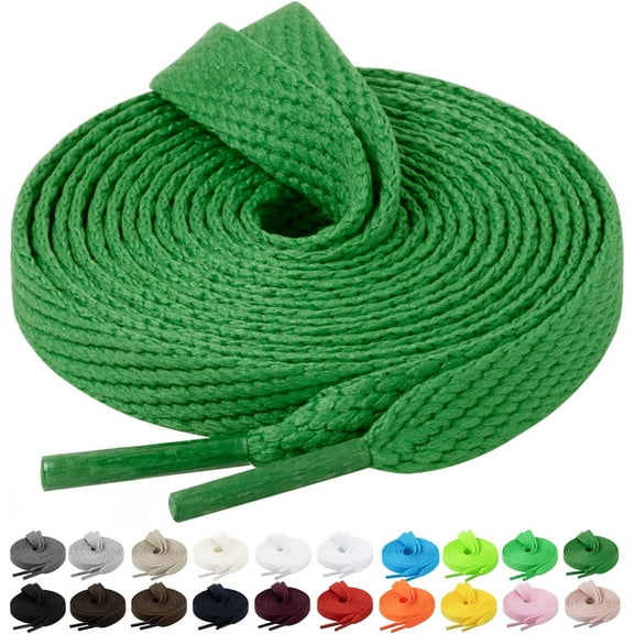 2 Pairs Flat Sneaker Shoe Laces 2/5" in 20 Colors, Wide Shoelaces for Athletic, Skate Shoes