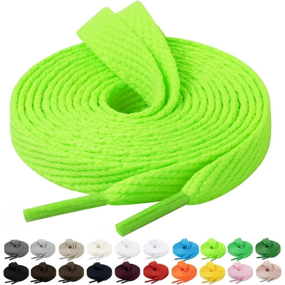 2 Pairs Flat Sneaker Shoe Laces 2/5" in 20 Colors, Wide Shoelaces for Athletic, Skate Shoes