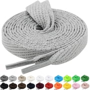 2 Pairs Flat Sneaker Shoe Laces 2/5" in 20 Colors, Wide Shoelaces for Athletic, Skate Shoes