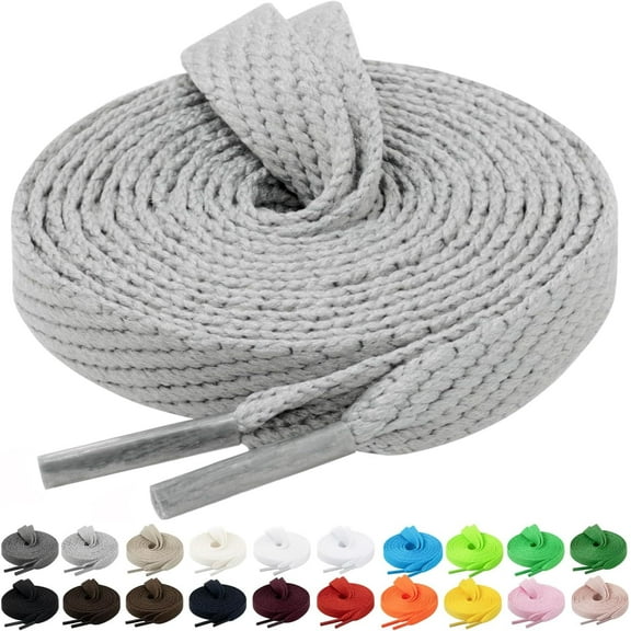 2 Pairs Flat Sneaker Shoe Laces 2/5" in 20 Colors, Wide Shoelaces for Athletic, Skate Shoes